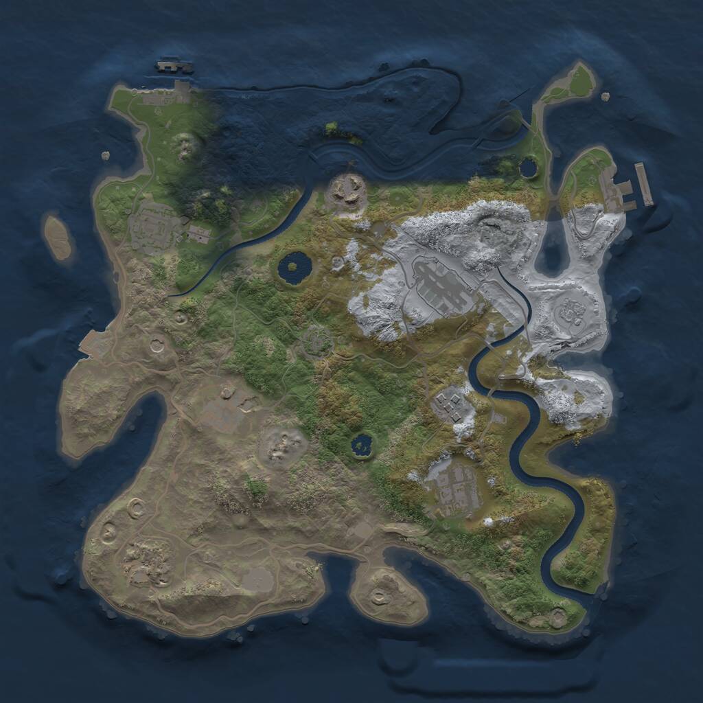 Rust Map: Procedural Map, Size: 3250, Seed: 1682183850, 13 Monuments