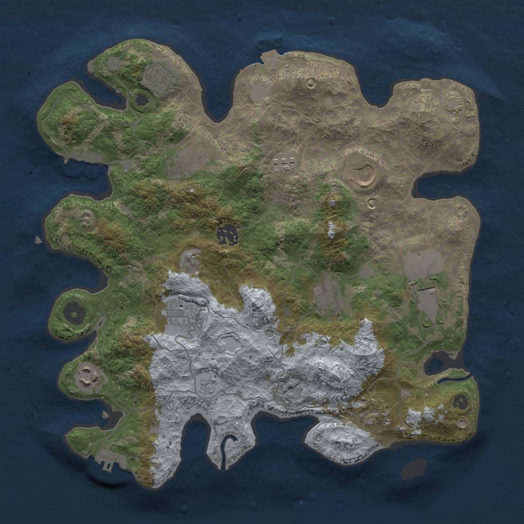 Rust Map: Procedural Map, Size: 3550, Seed: 17338622, 18 Monuments