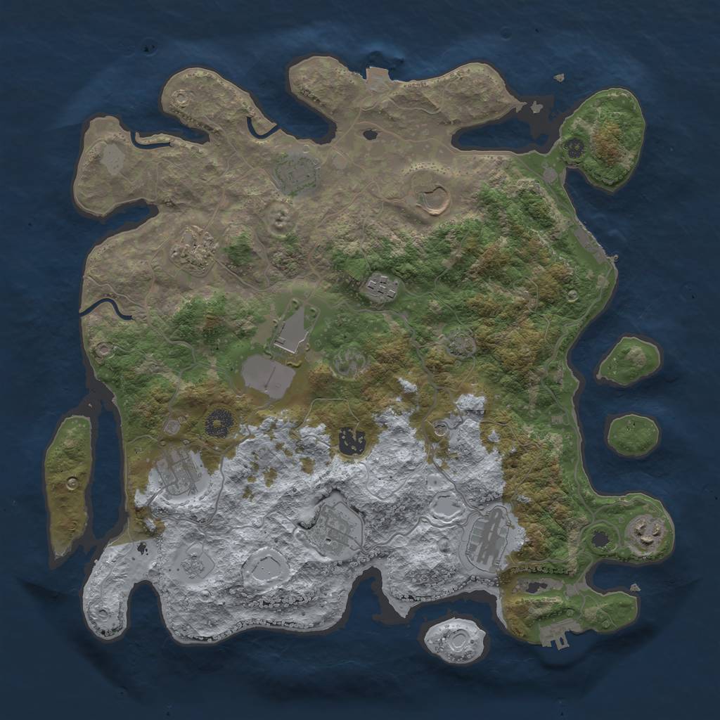 Rust Map: Procedural Map, Size: 3750, Seed: 1193339403, 18 Monuments