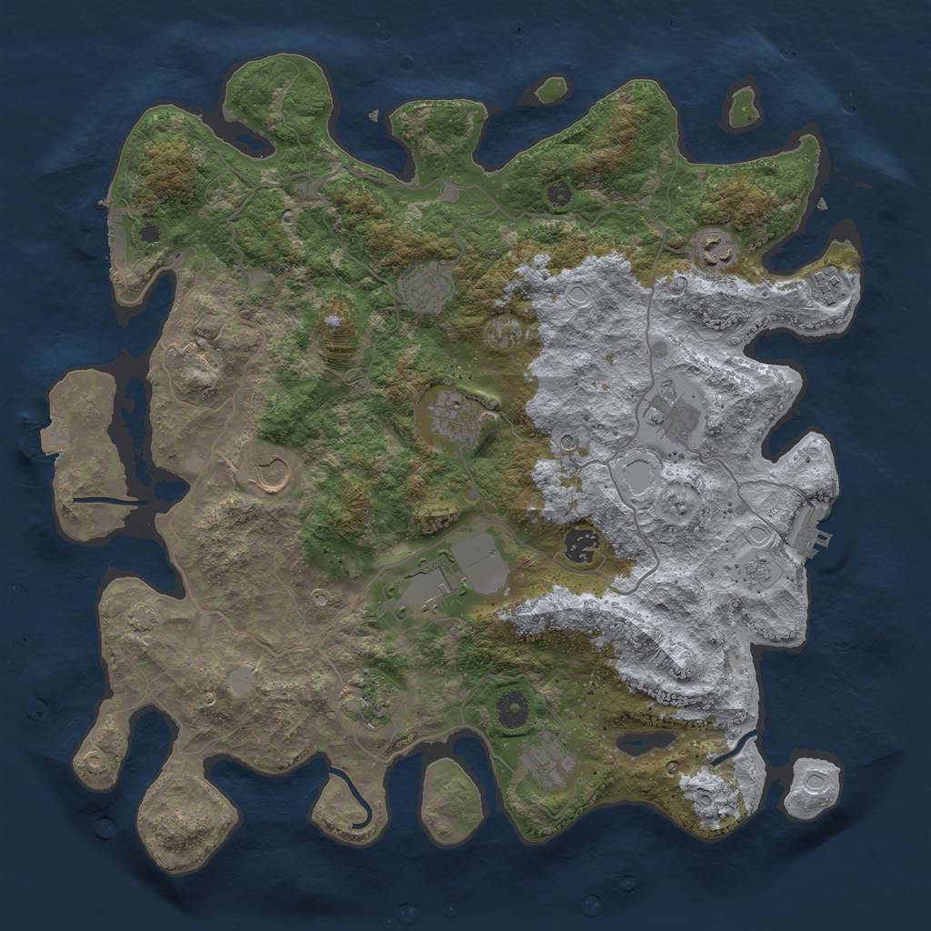 Rust Map: Procedural Map, Size: 4000, Seed: 211066666, 18 Monuments