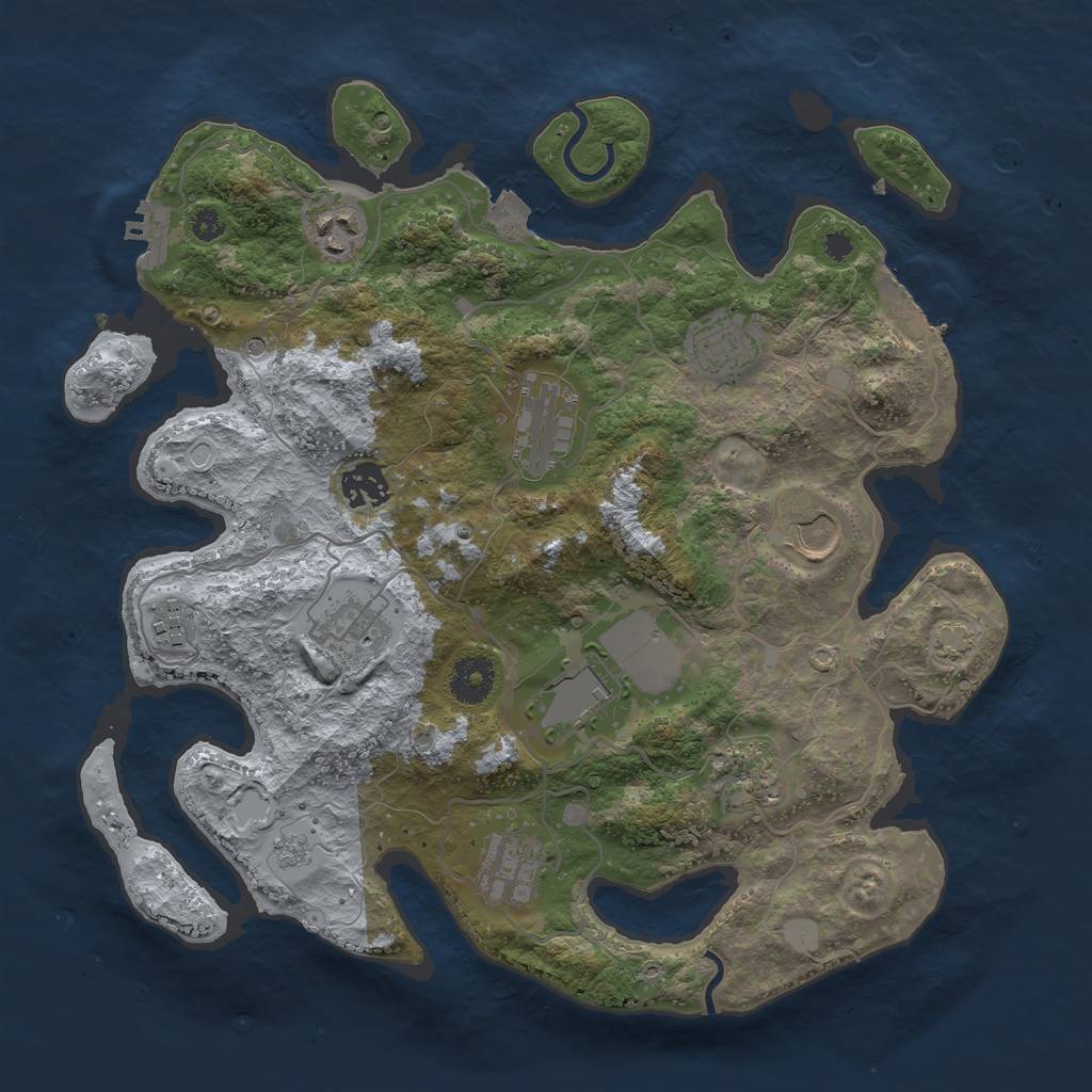 Rust Map: Procedural Map, Size: 3500, Seed: 1233874646, 18 Monuments