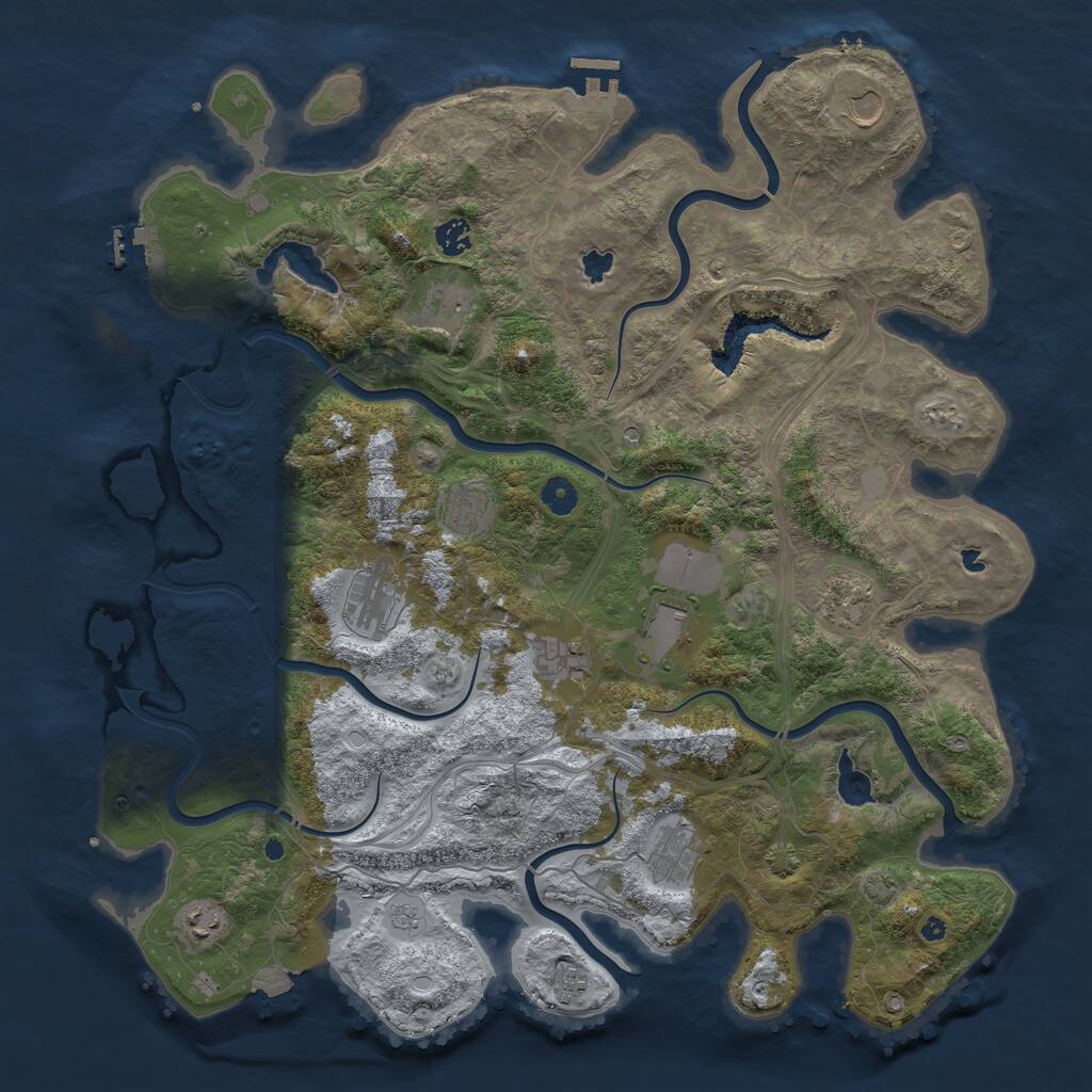 Rust Map: Procedural Map, Size: 4500, Seed: 137913748, 17 Monuments