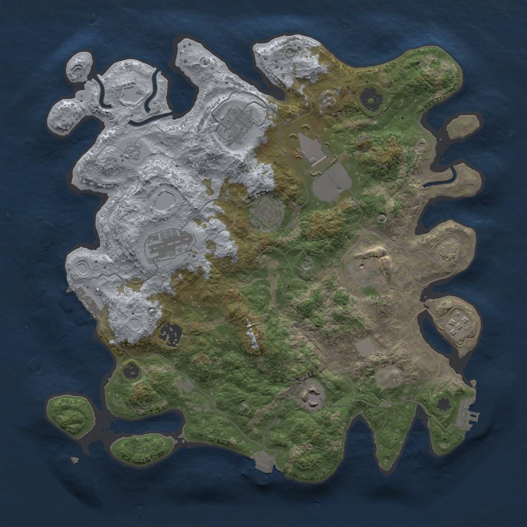 Rust Map: Procedural Map, Size: 3500, Seed: 345235, 16 Monuments