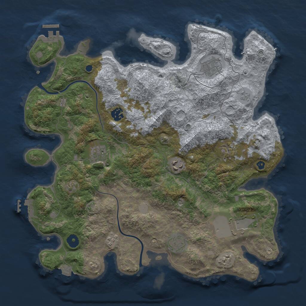 Rust Map: Procedural Map, Size: 3700, Seed: 1982086226, 14 Monuments