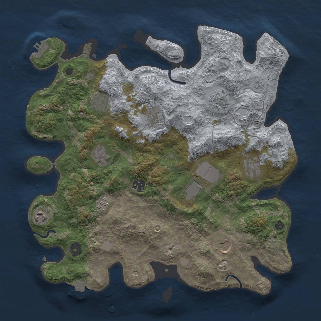 Rust Map: Procedural Map, Size: 3700, Seed: 1982086226, 17 Monuments