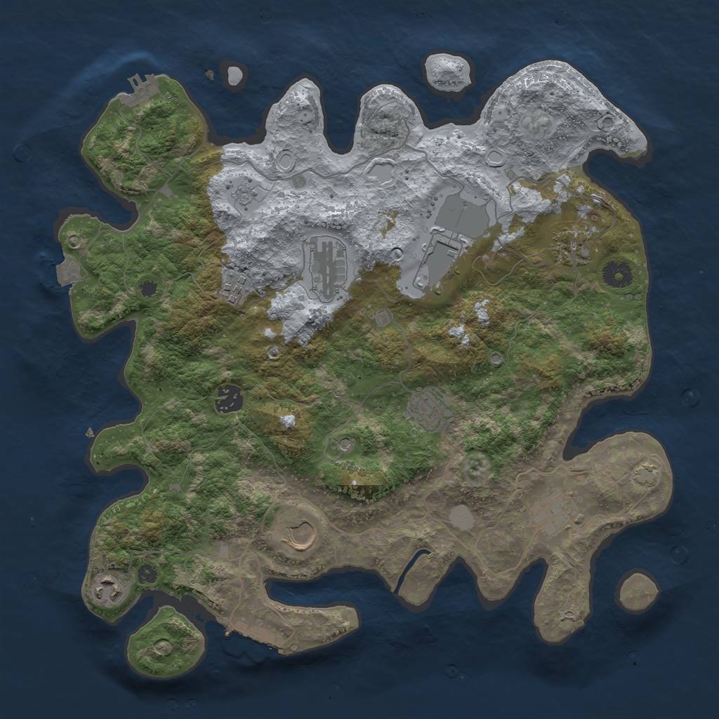 Rust Map: Procedural Map, Size: 3750, Seed: 883651, 17 Monuments