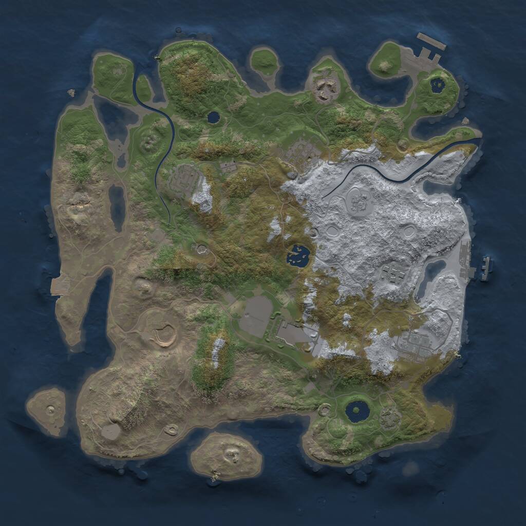 Rust Map: Procedural Map, Size: 3500, Seed: 580746615, 14 Monuments