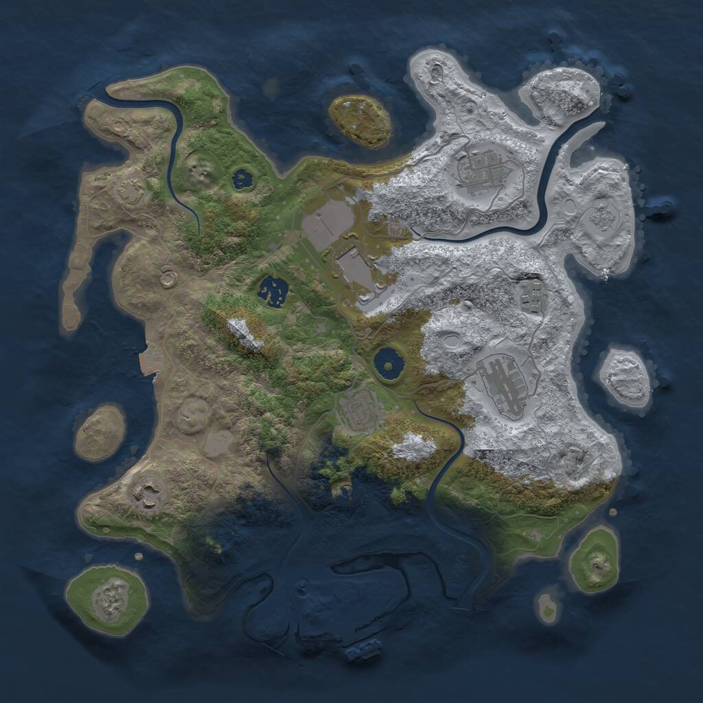Rust Map: Procedural Map, Size: 3500, Seed: 416378449, 12 Monuments
