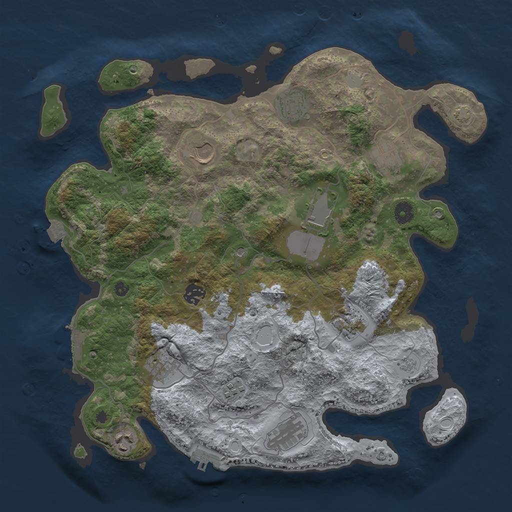 Rust Map: Procedural Map, Size: 3700, Seed: 2056257439, 18 Monuments