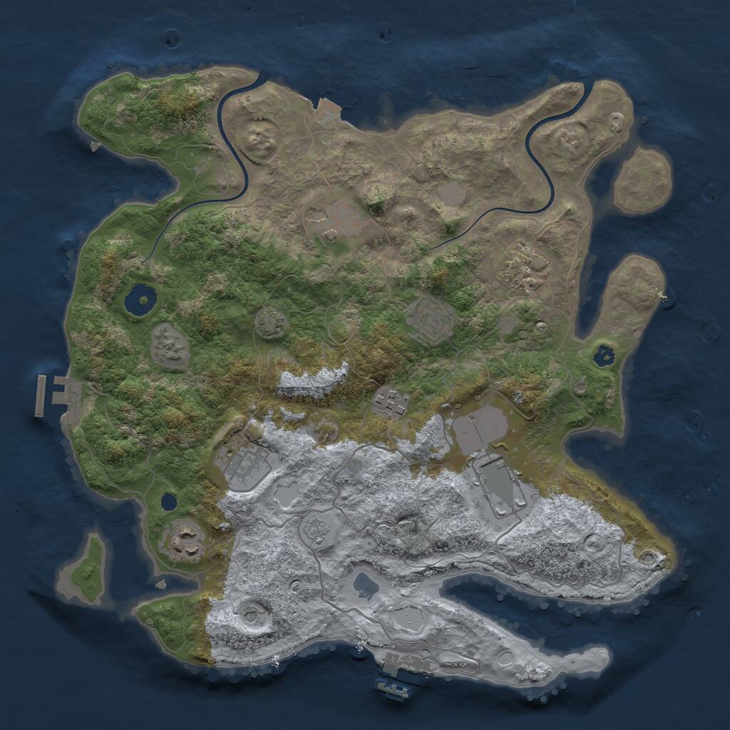 Rust Map: Procedural Map, Size: 3500, Seed: 4847696, 13 Monuments