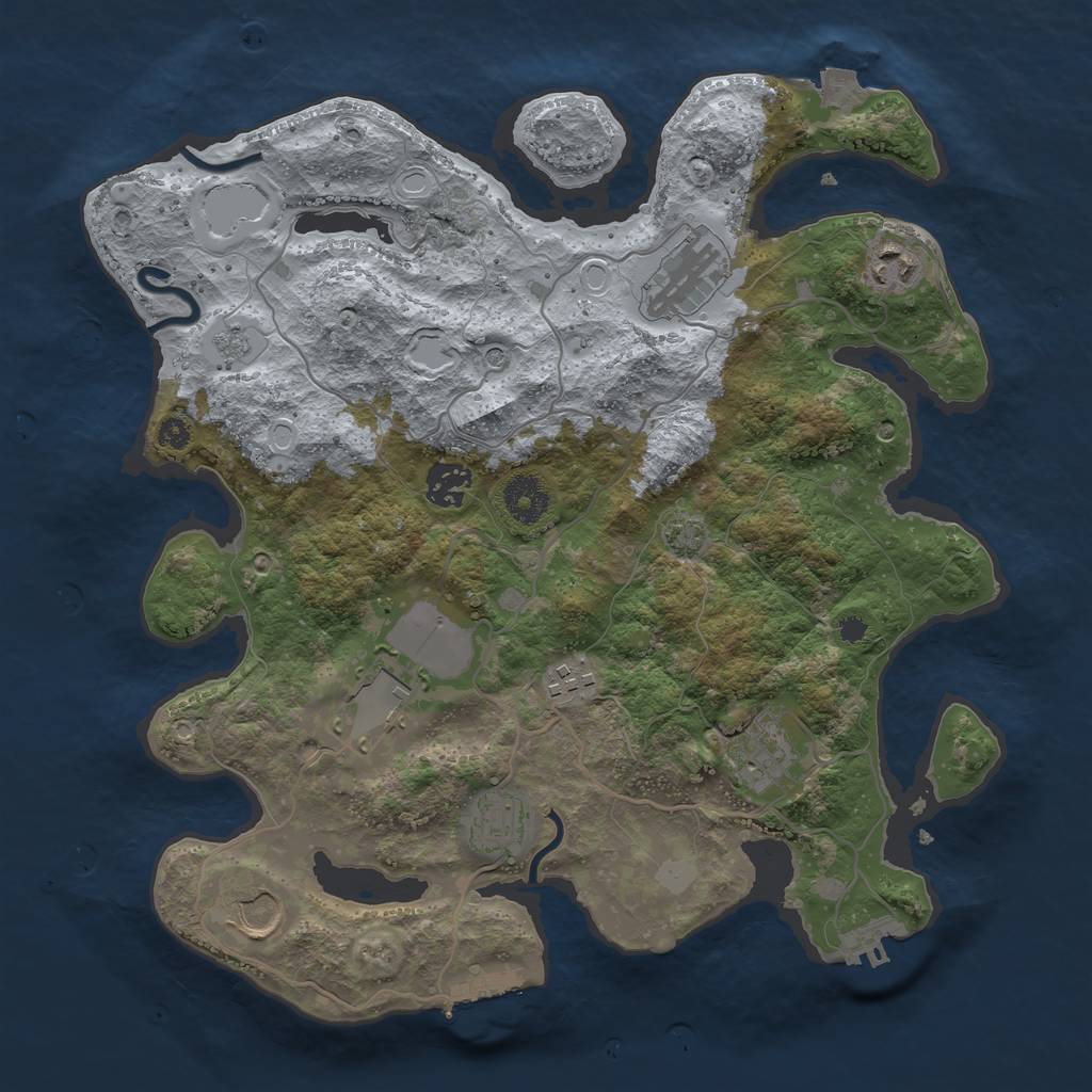 Rust Map: Procedural Map, Size: 3500, Seed: 1353192233, 16 Monuments