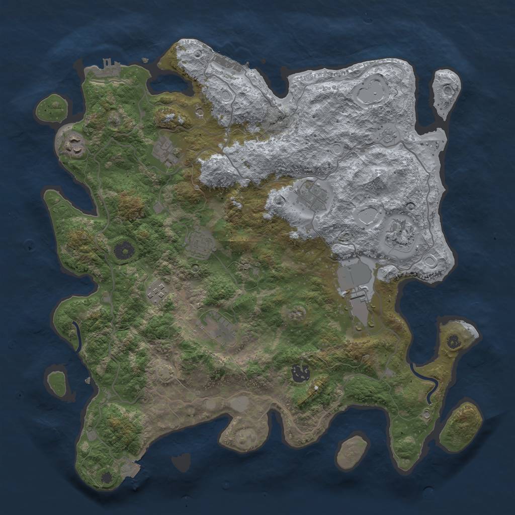 Rust Map: Procedural Map, Size: 4000, Seed: 353133590, 17 Monuments