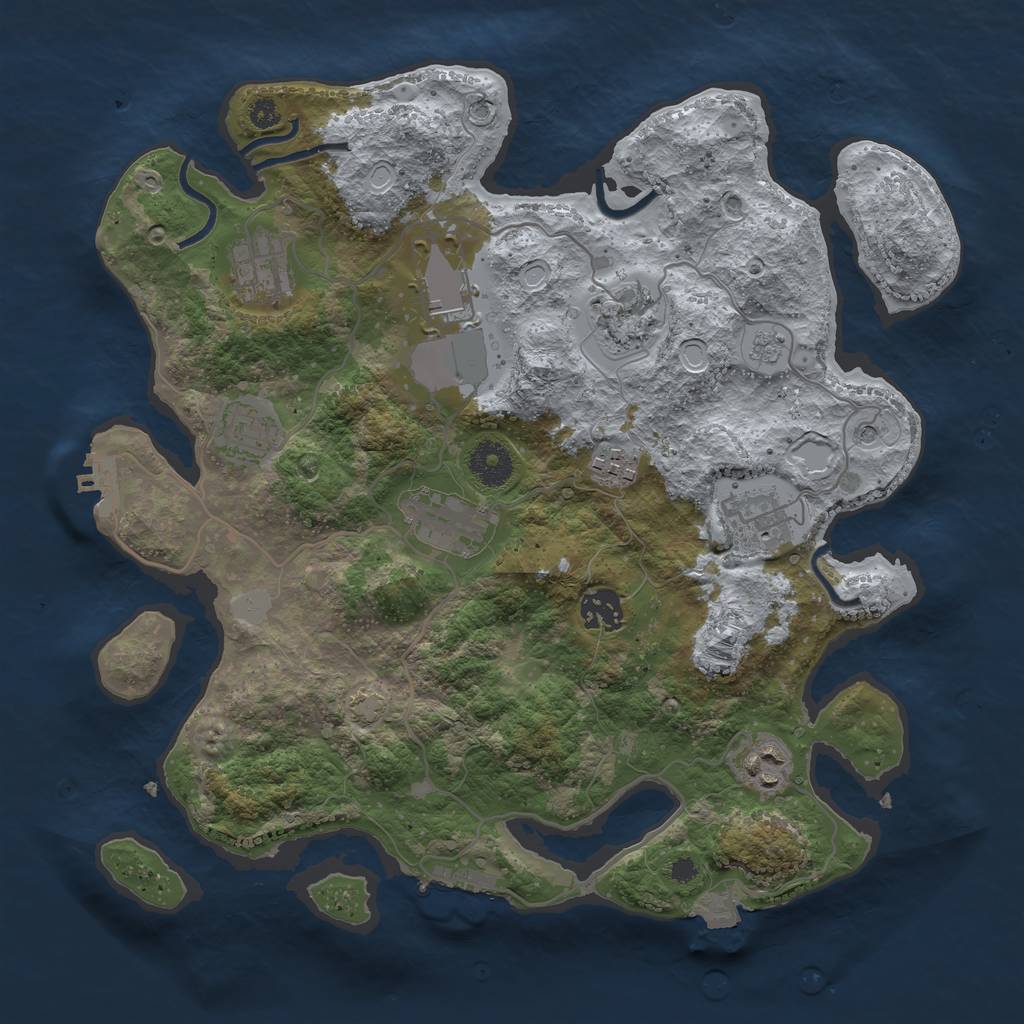 Rust Map: Procedural Map, Size: 3500, Seed: 980243168, 17 Monuments