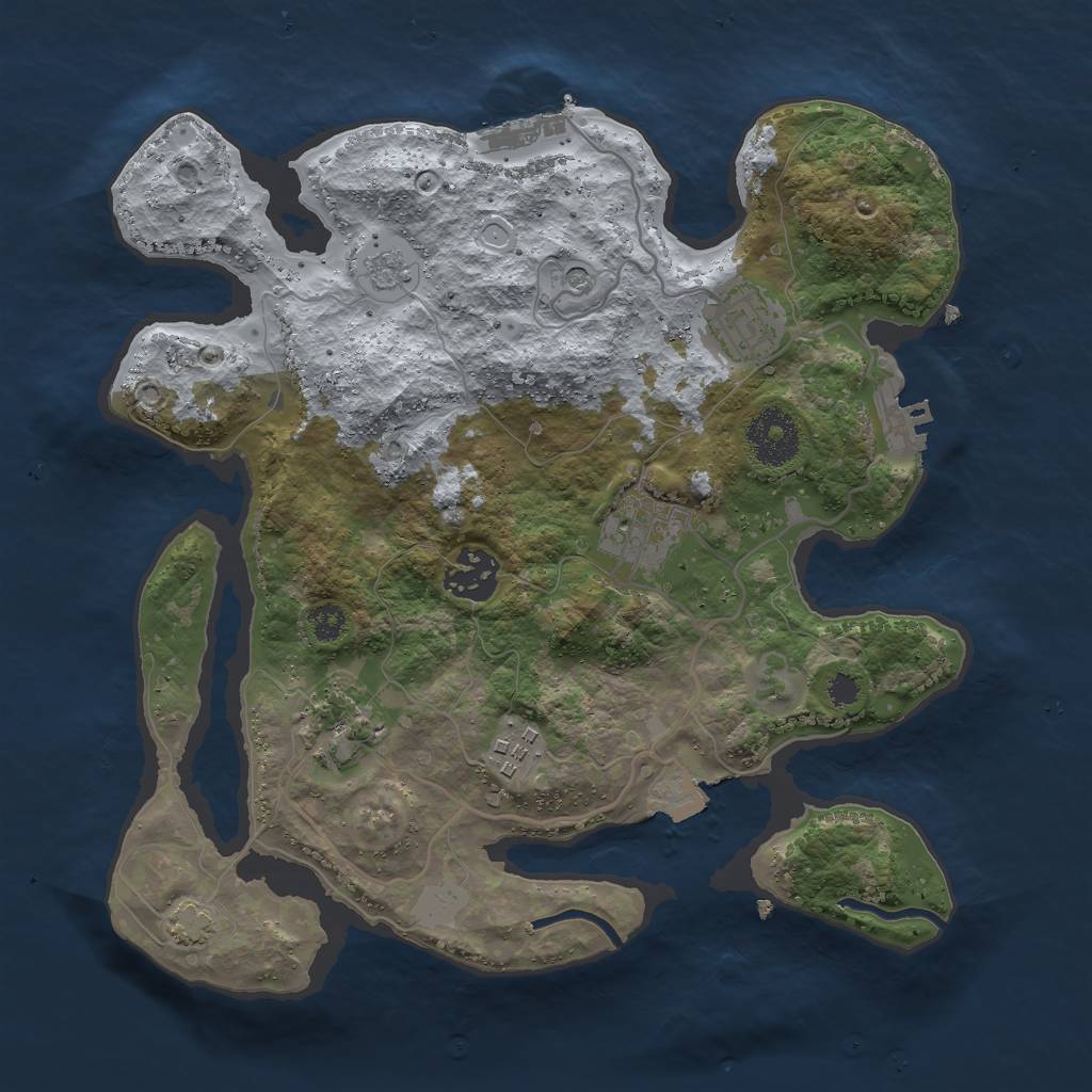 Rust Map: Procedural Map, Size: 3000, Seed: 23555, 13 Monuments