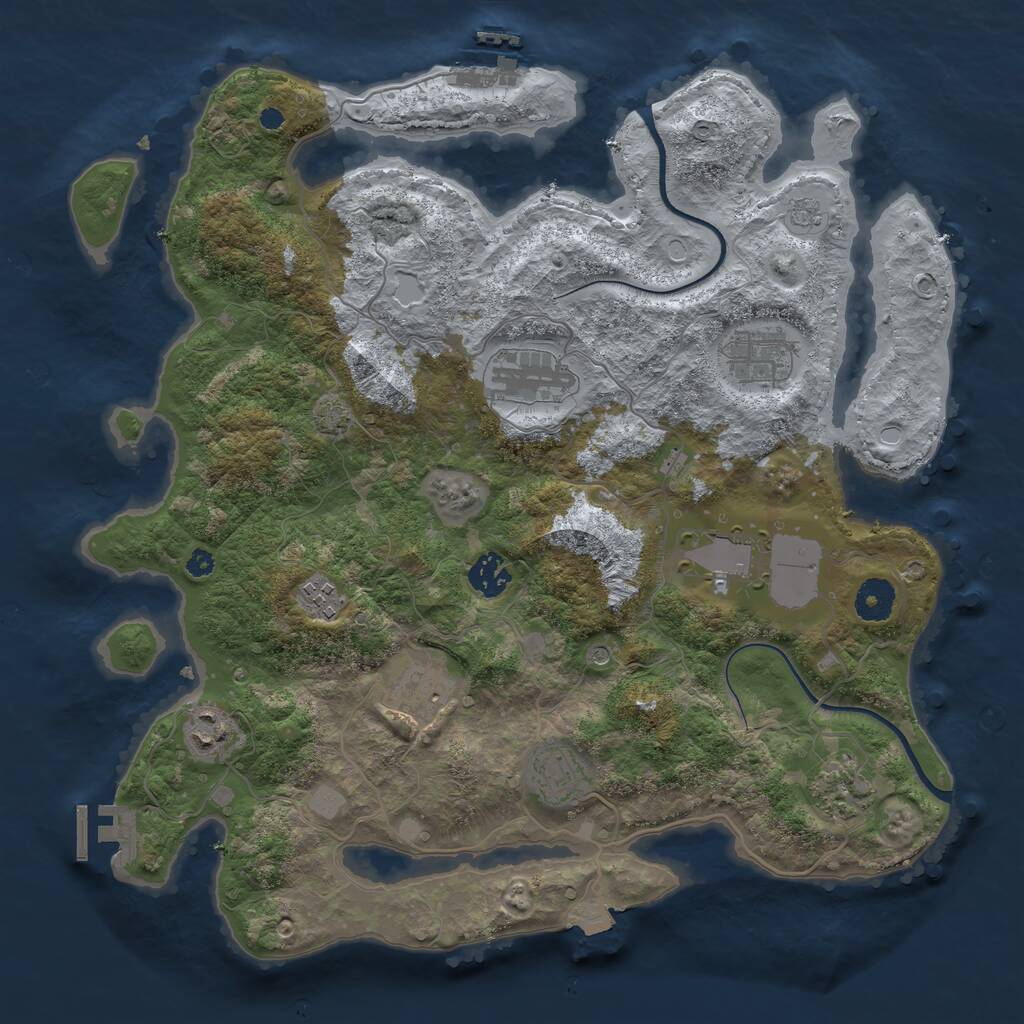 Rust Map: Procedural Map, Size: 3700, Seed: 1574951383, 15 Monuments