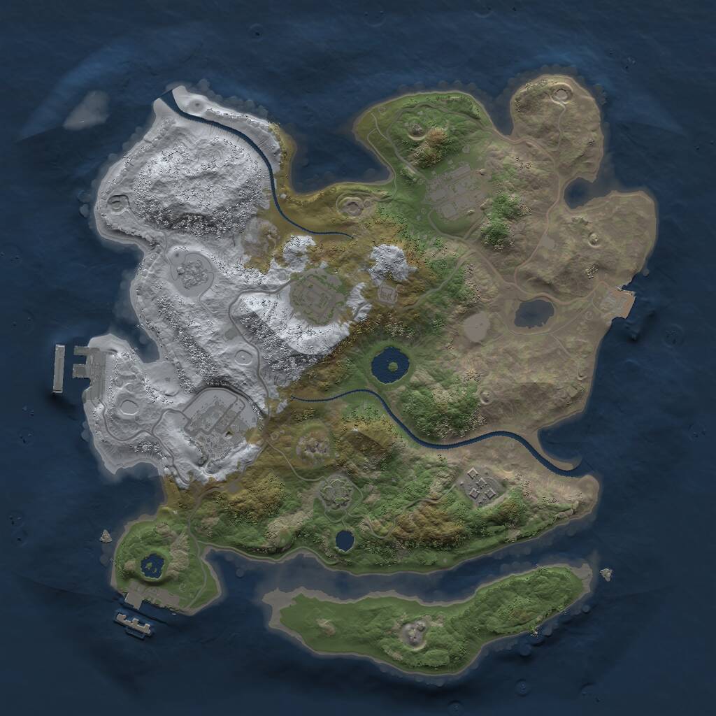 Rust Map: Procedural Map, Size: 3000, Seed: 878288106, 9 Monuments