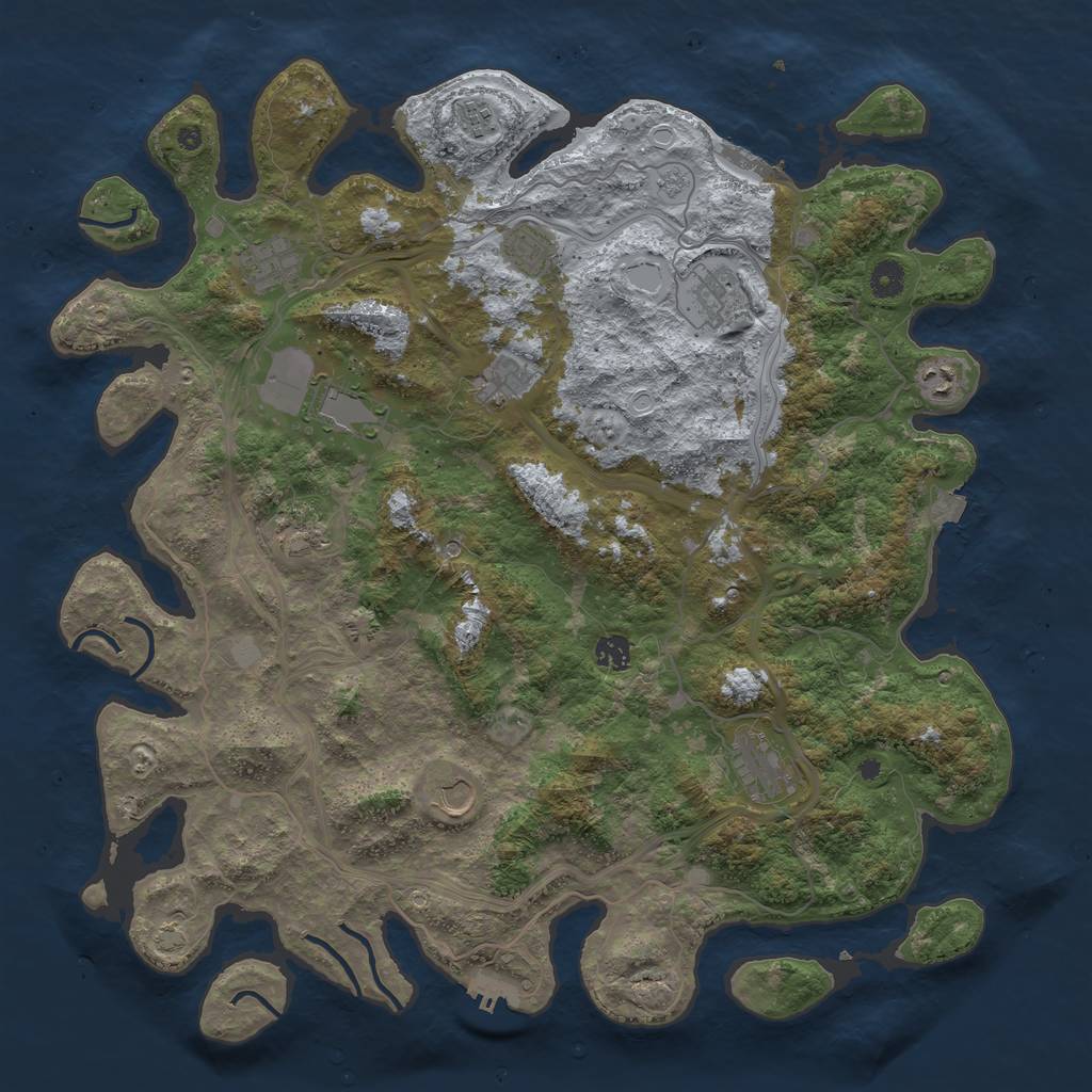 Rust Map: Procedural Map, Size: 4500, Seed: 1986699842, 19 Monuments