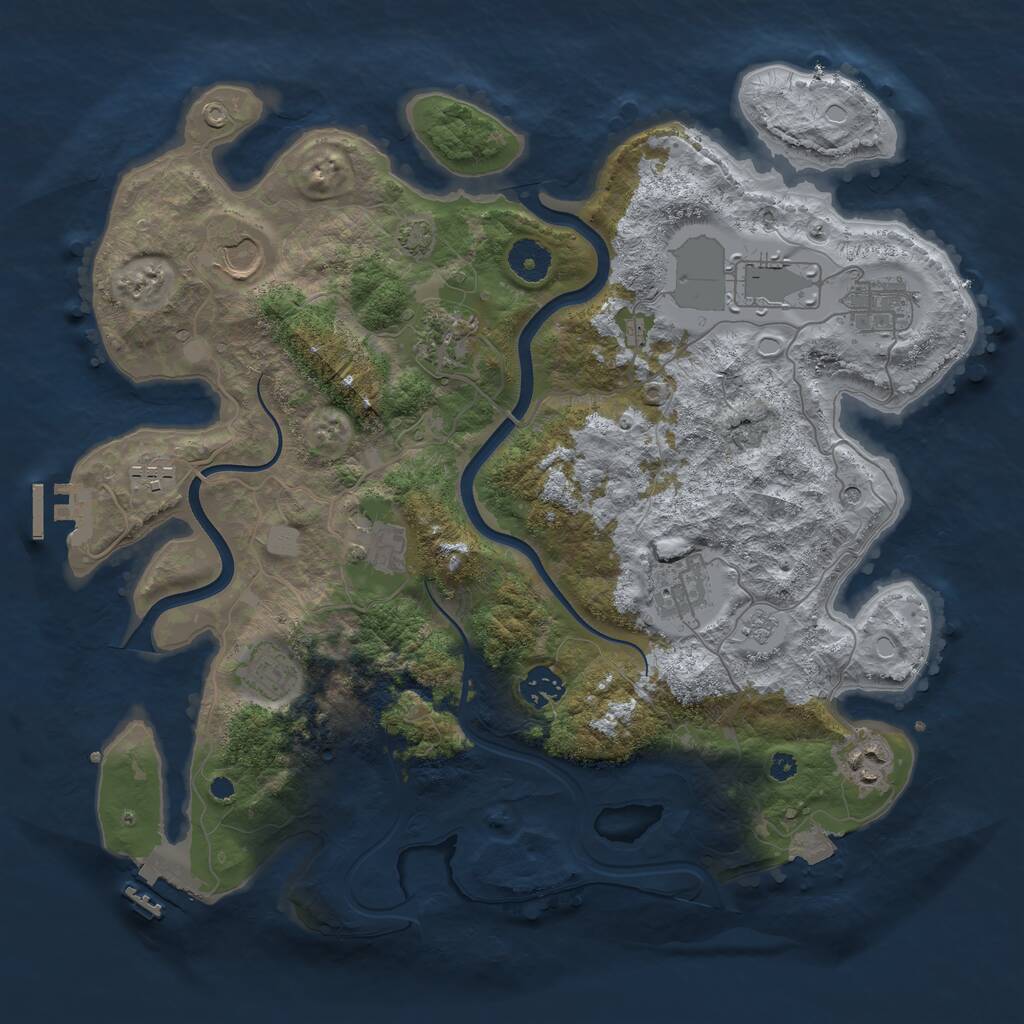 Rust Map: Procedural Map, Size: 3700, Seed: 473732234, 16 Monuments