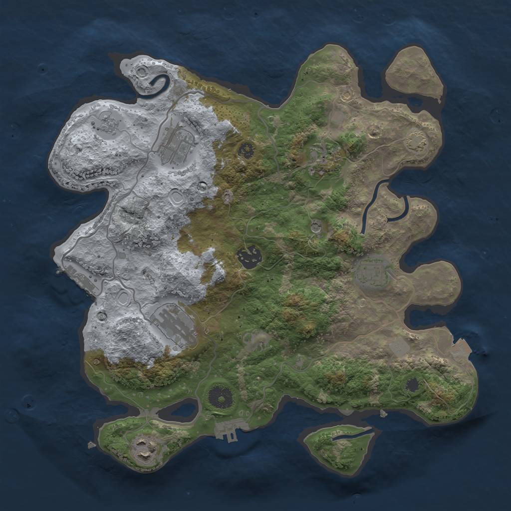 Rust Map: Procedural Map, Size: 3250, Seed: 1900636117, 14 Monuments