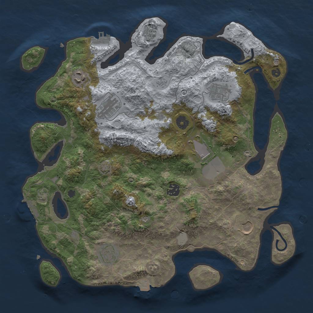 Rust Map: Procedural Map, Size: 3600, Seed: 21257660, 16 Monuments
