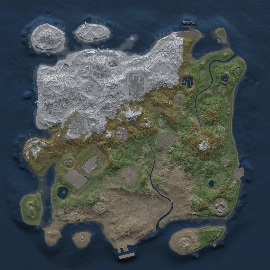 Rust Map: Procedural Map, Size: 3500, Seed: 1611, 13 Monuments
