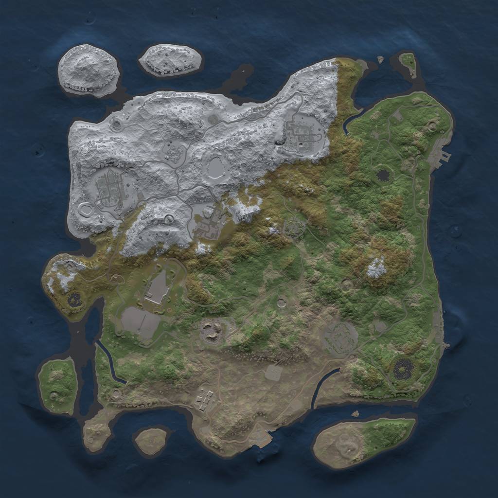 Rust Map: Procedural Map, Size: 3500, Seed: 1611, 15 Monuments