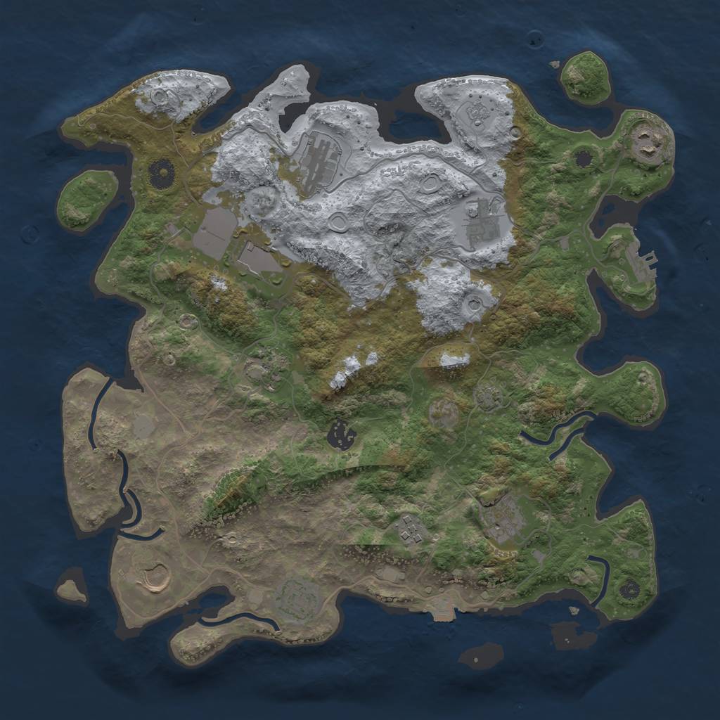 Rust Map: Procedural Map, Size: 3750, Seed: 70524888, 17 Monuments