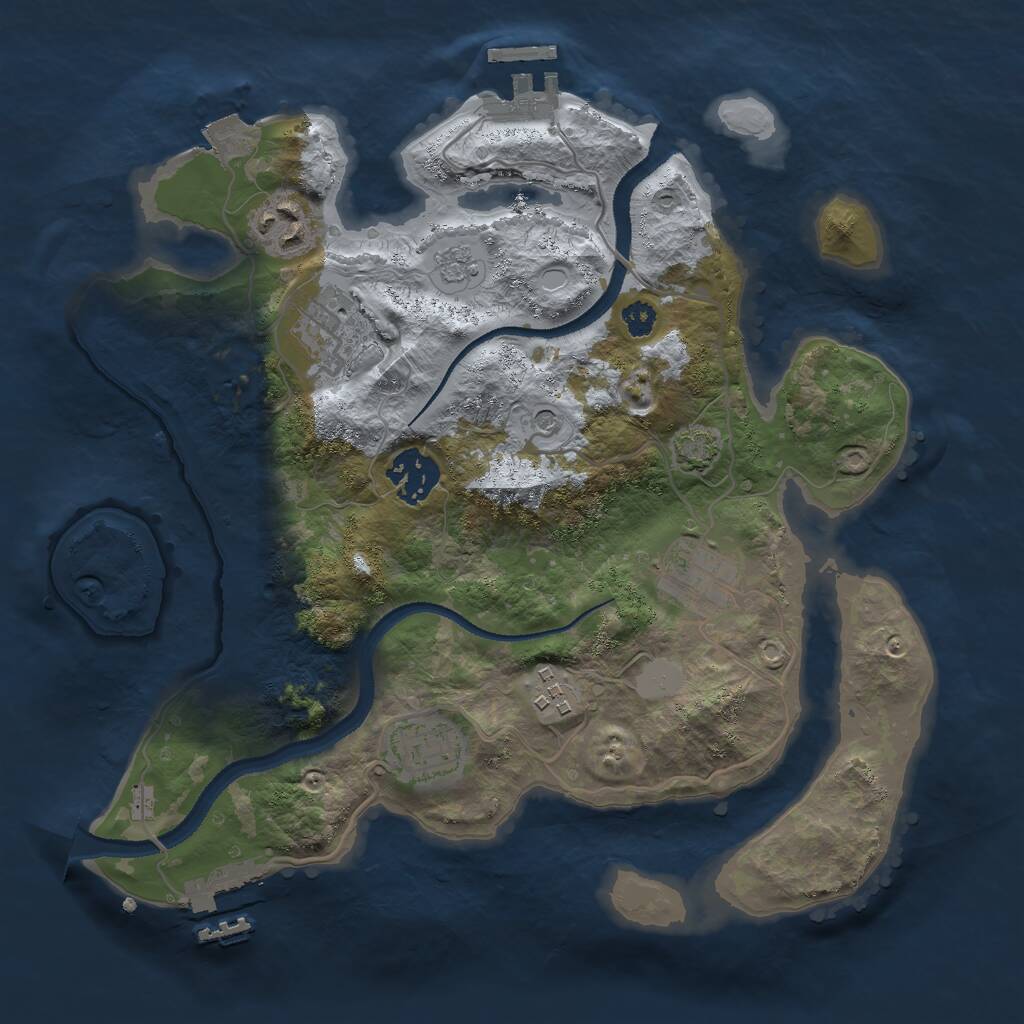 Rust Map: Procedural Map, Size: 3000, Seed: 76775, 12 Monuments
