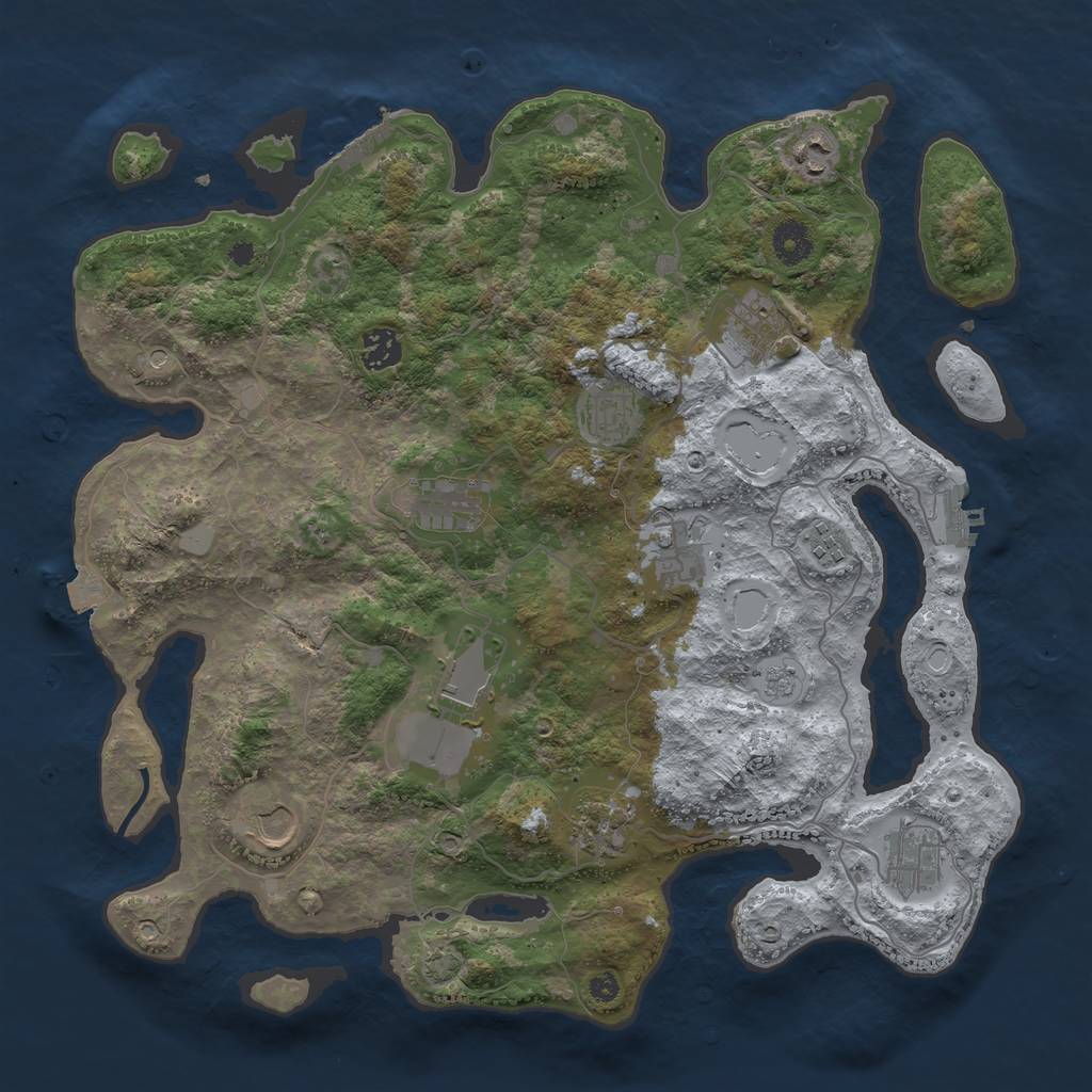 Rust Map: Procedural Map, Size: 3850, Seed: 76564797, 19 Monuments