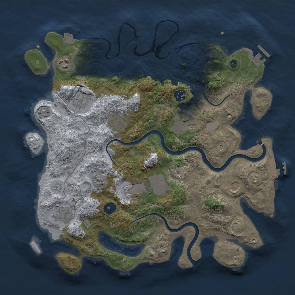 Rust Map: Procedural Map, Size: 3750, Seed: 48533405, 15 Monuments
