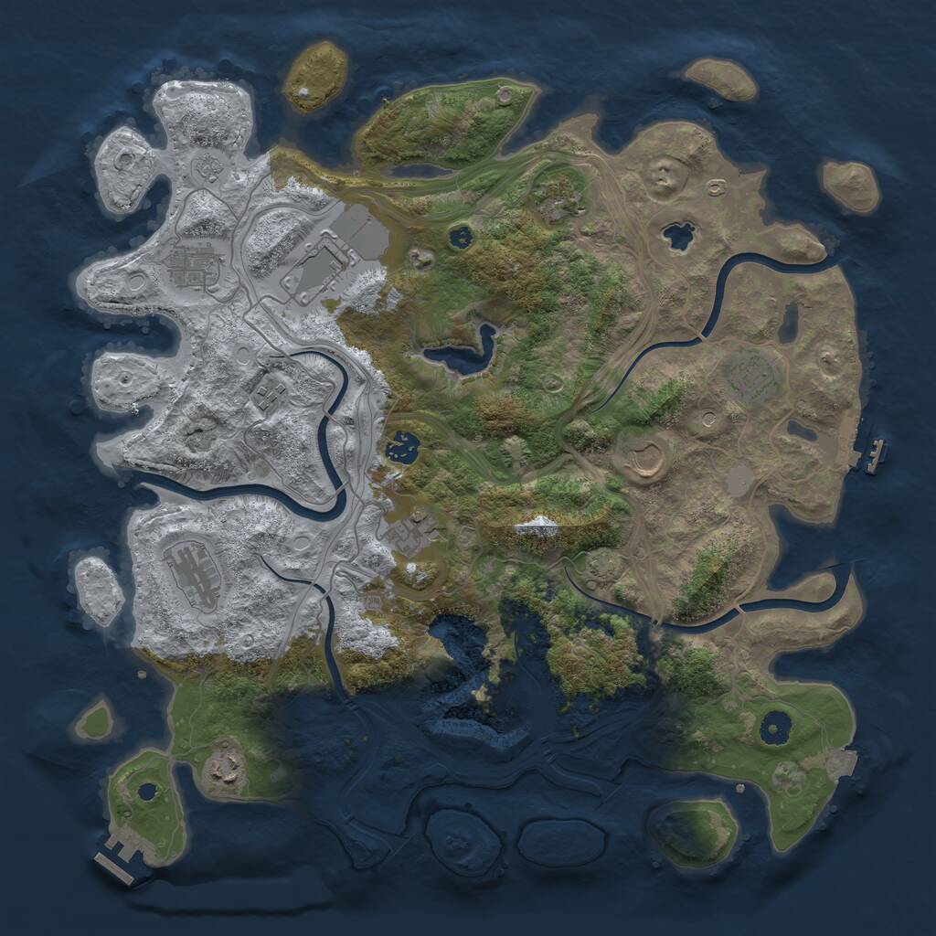 Rust Map: Procedural Map, Size: 4250, Seed: 1827241326, 16 Monuments
