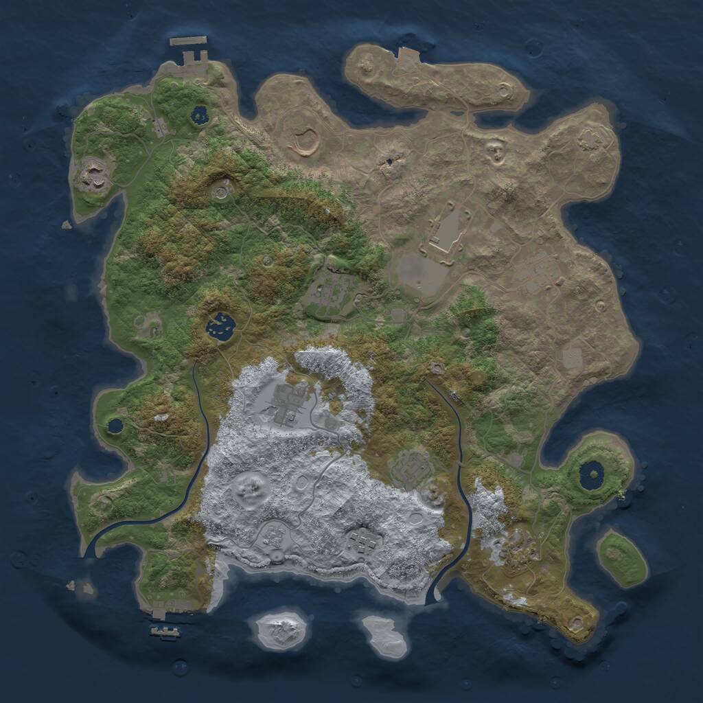 Rust Map: Procedural Map, Size: 3850, Seed: 33556692, 16 Monuments