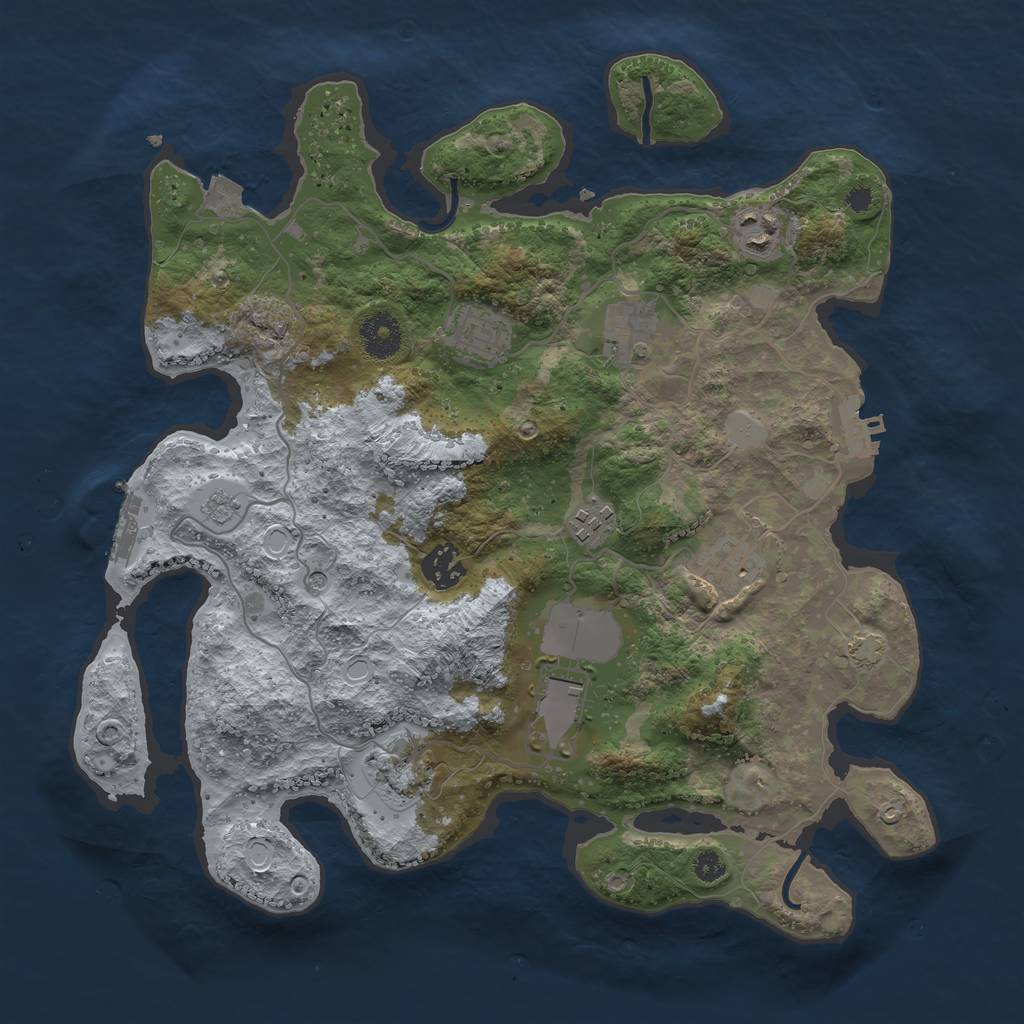 Rust Map: Procedural Map, Size: 3500, Seed: 650921860, 16 Monuments