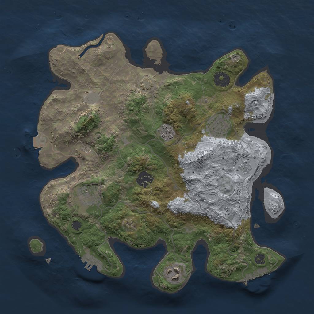 Rust Map: Procedural Map, Size: 3000, Seed: 909463903, 13 Monuments
