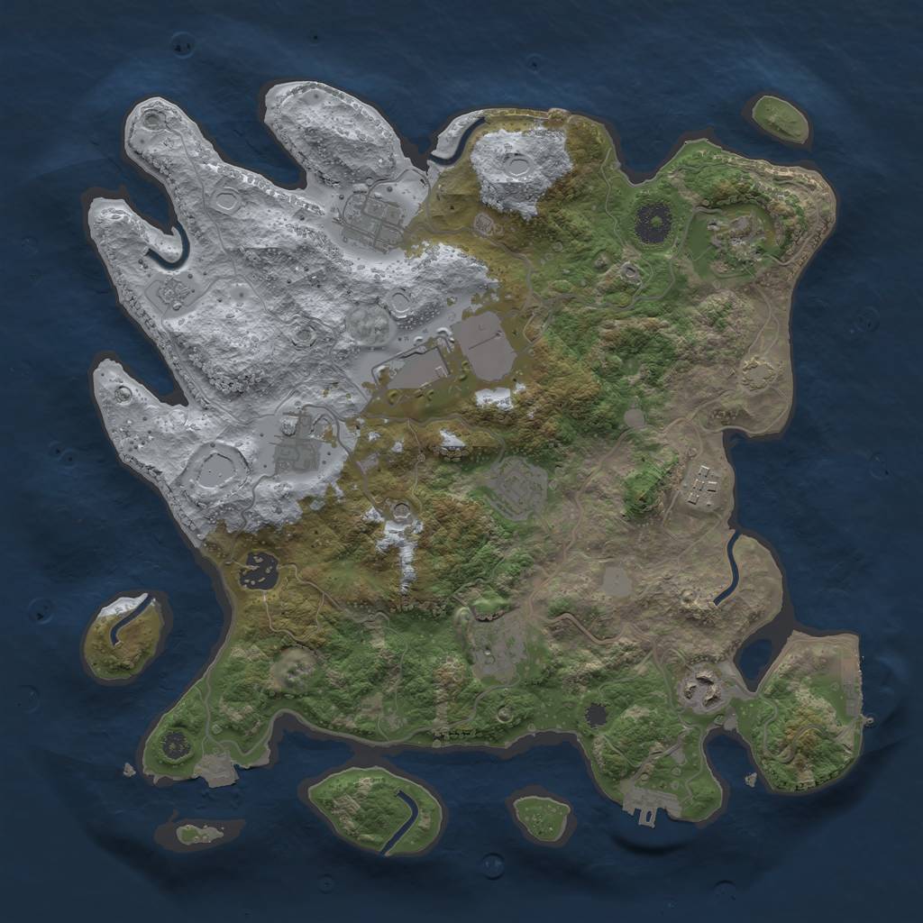 Rust Map: Procedural Map, Size: 3500, Seed: 765372197, 17 Monuments