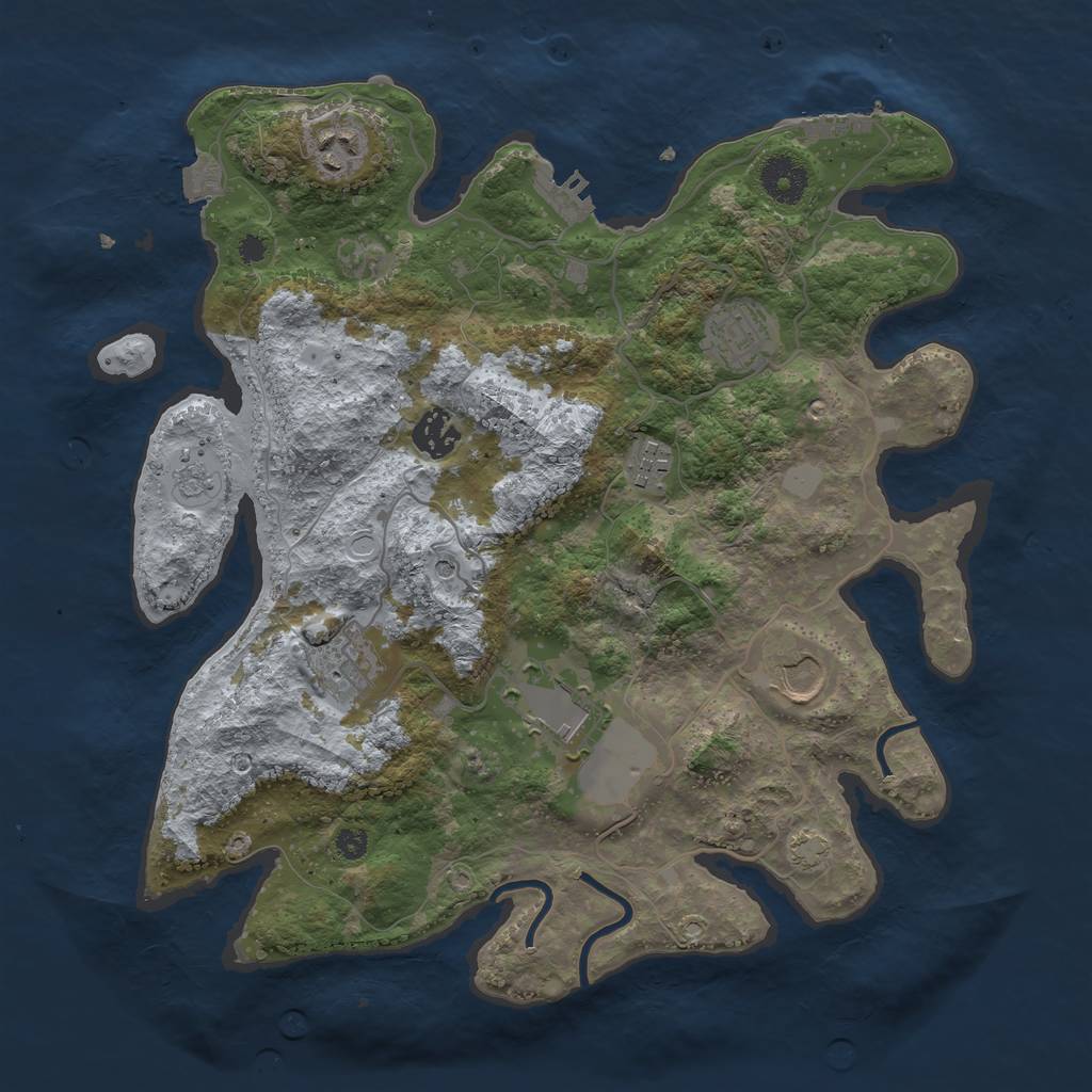 Rust Map: Procedural Map, Size: 3500, Seed: 1209116524, 15 Monuments