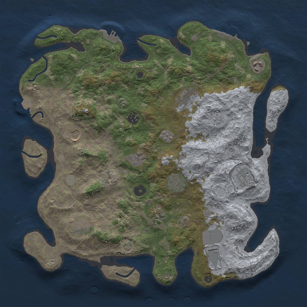 Rust Map: Procedural Map, Size: 4000, Seed: 1697925708, 19 Monuments
