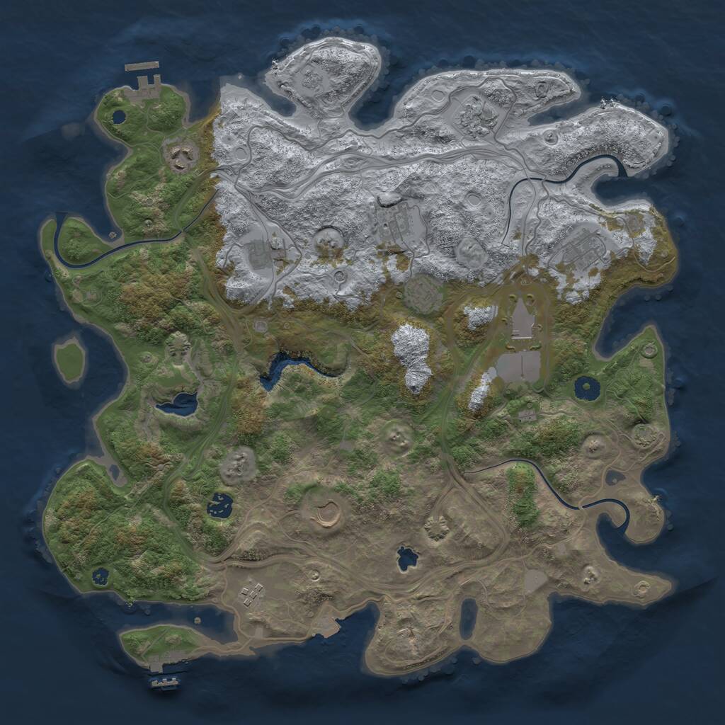 Rust Map: Procedural Map, Size: 4250, Seed: 891614275, 16 Monuments