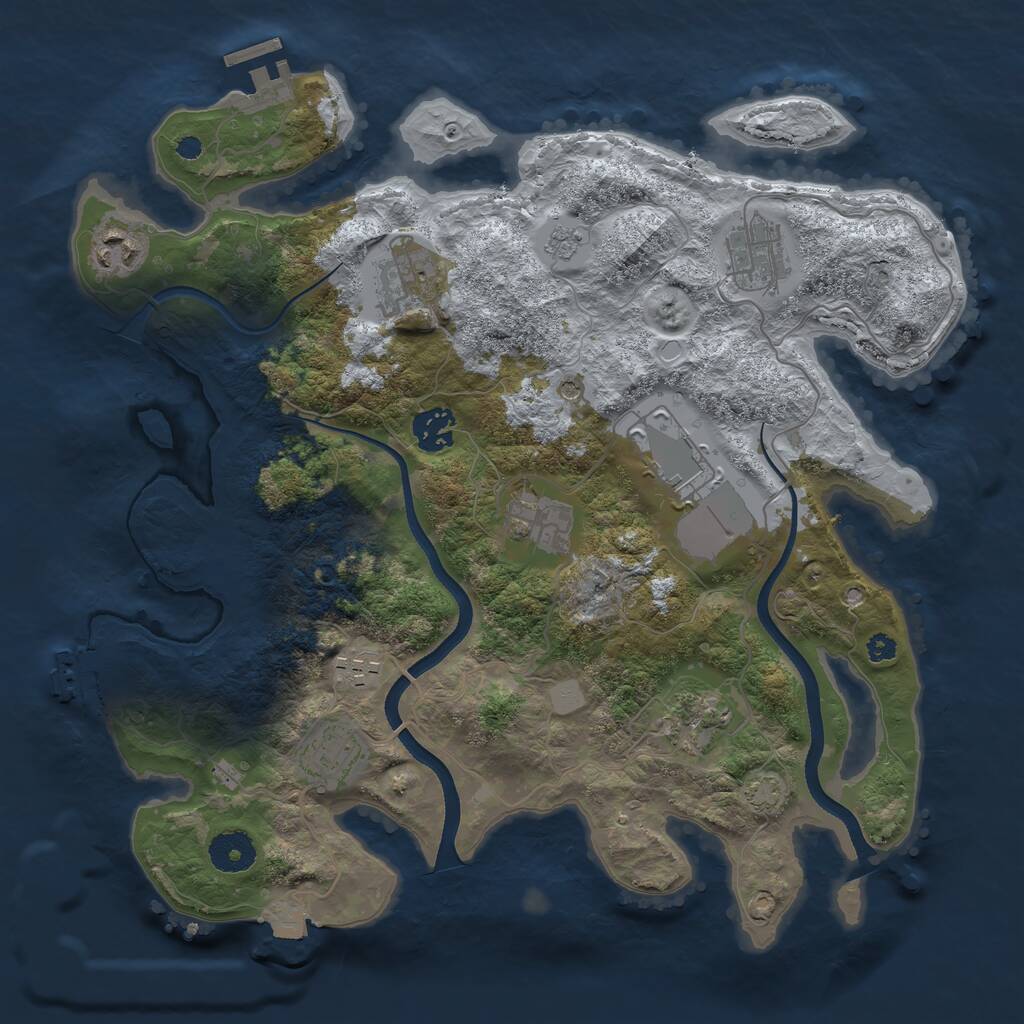 Rust Map: Procedural Map, Size: 3500, Seed: 32842078, 15 Monuments