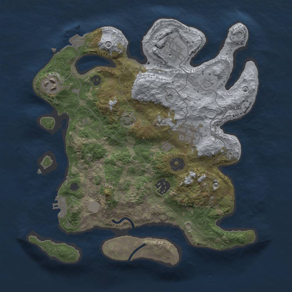 Rust Map: Procedural Map, Size: 3000, Seed: 33394, 11 Monuments