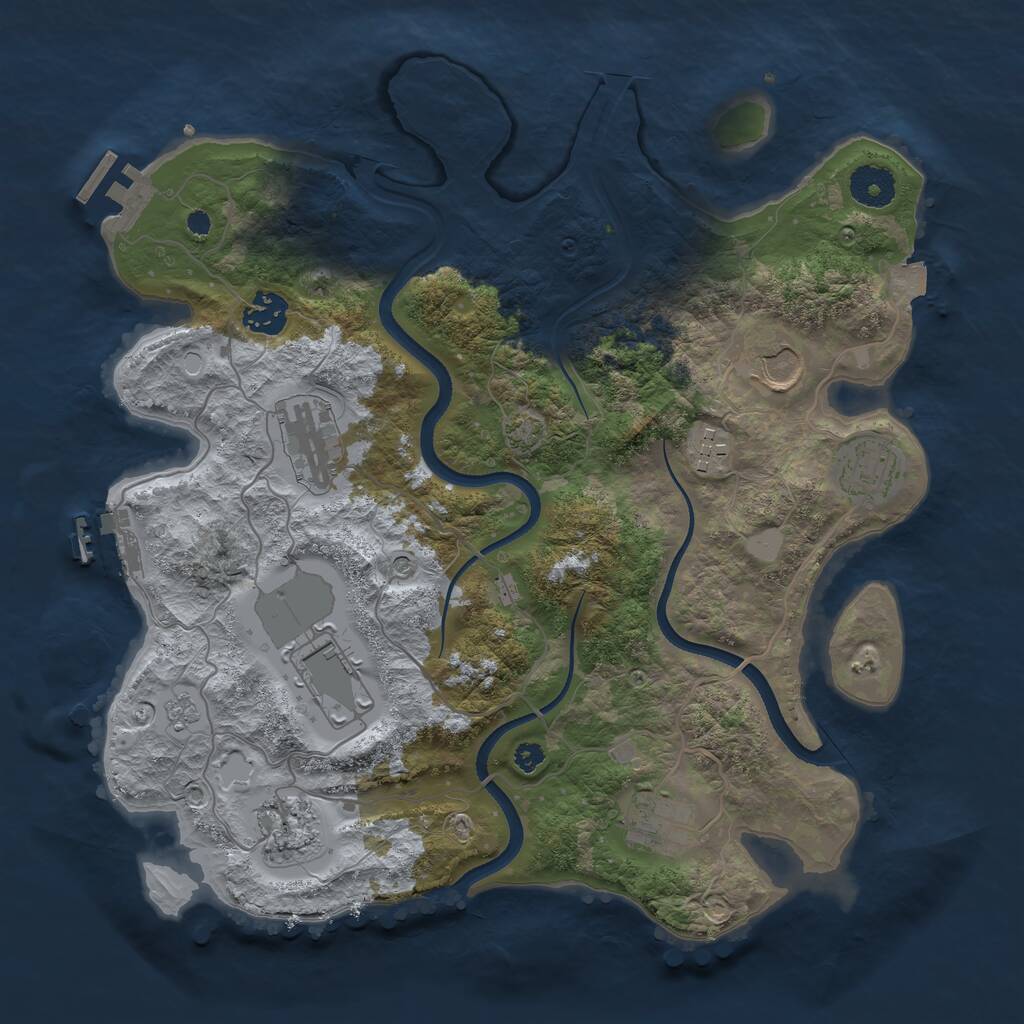 Rust Map: Procedural Map, Size: 3500, Seed: 339521322, 14 Monuments