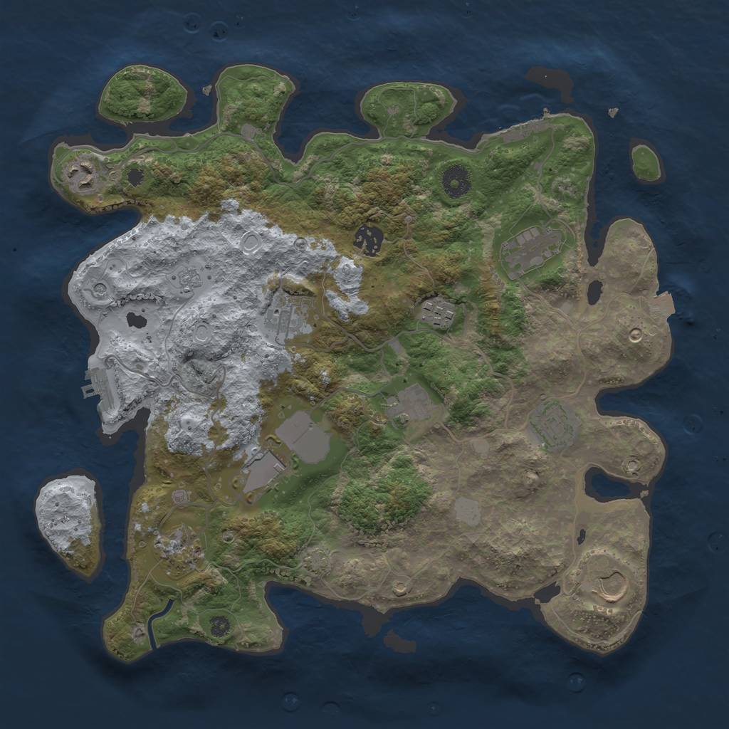 Rust Map: Procedural Map, Size: 3600, Seed: 271552201, 18 Monuments