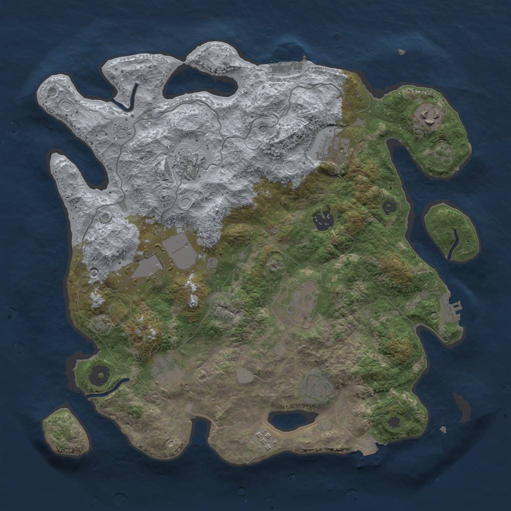 Rust Map: Procedural Map, Size: 3700, Seed: 655184303, 17 Monuments
