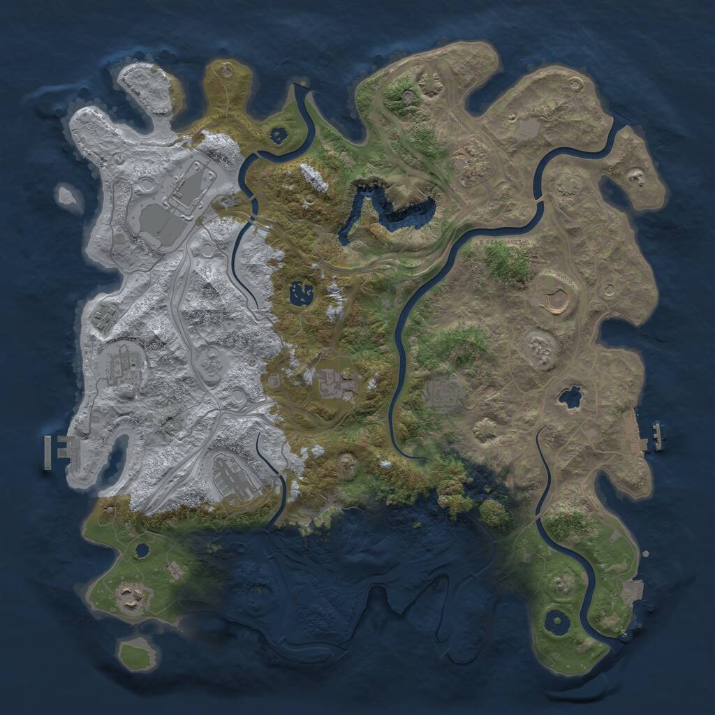 Rust Map: Procedural Map, Size: 4250, Seed: 952487370, 16 Monuments