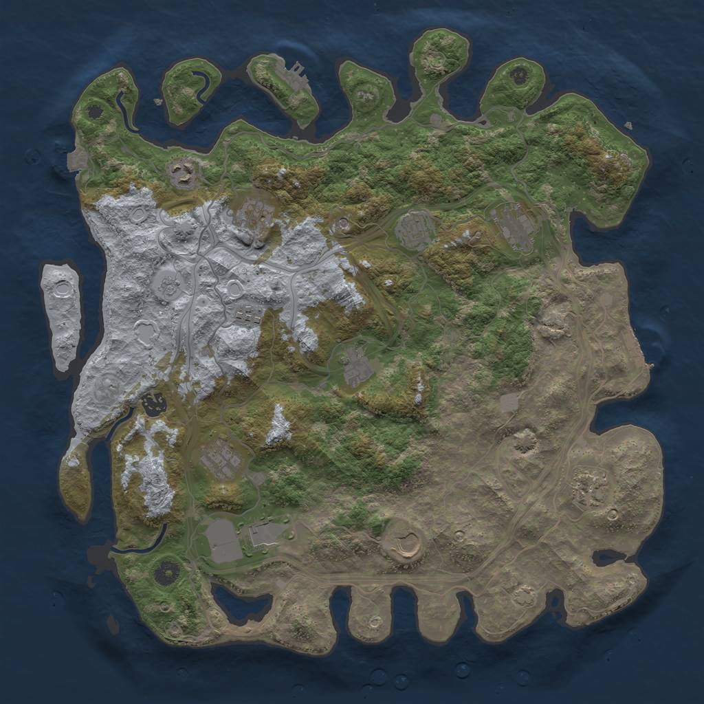Rust Map: Procedural Map, Size: 4250, Seed: 77024144, 19 Monuments
