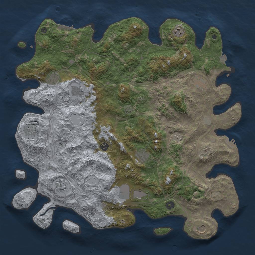 Rust Map: Procedural Map, Size: 4500, Seed: 1474482439, 19 Monuments