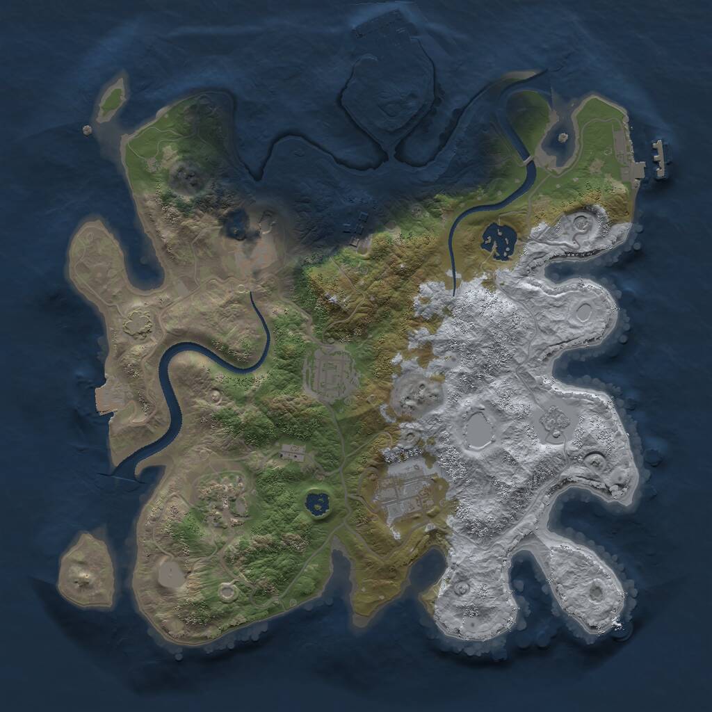 Rust Map: Procedural Map, Size: 3000, Seed: 2015716893, 12 Monuments