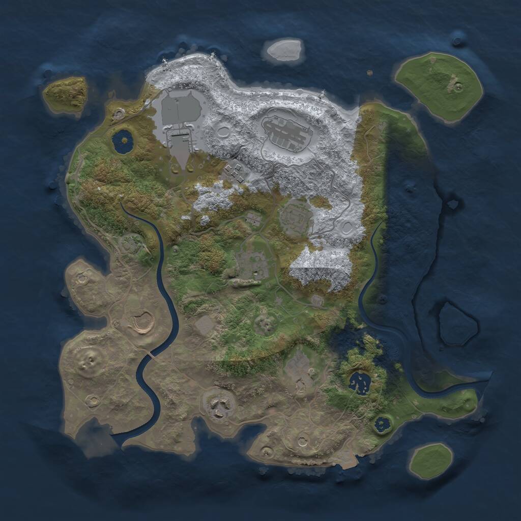 Rust Map: Procedural Map, Size: 3500, Seed: 684309545, 12 Monuments