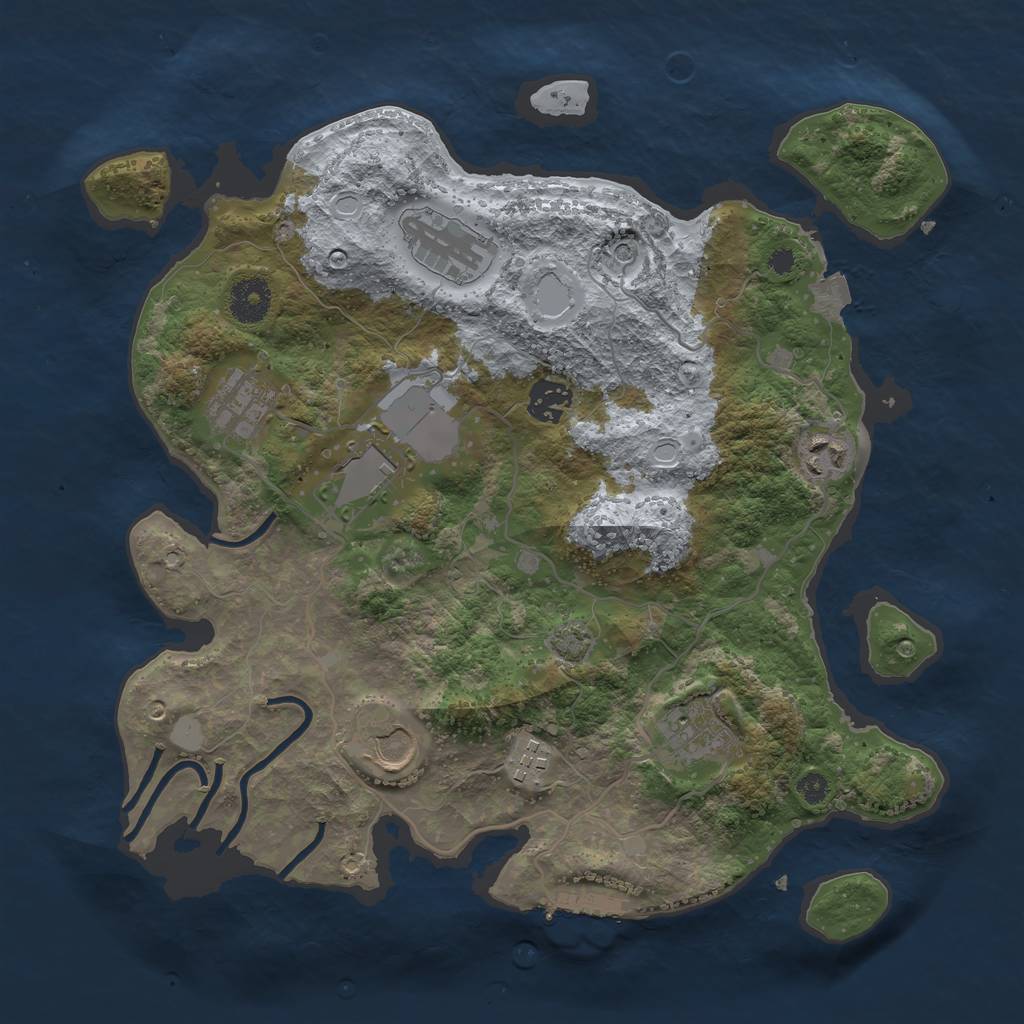 Rust Map: Procedural Map, Size: 3500, Seed: 684309545, 14 Monuments