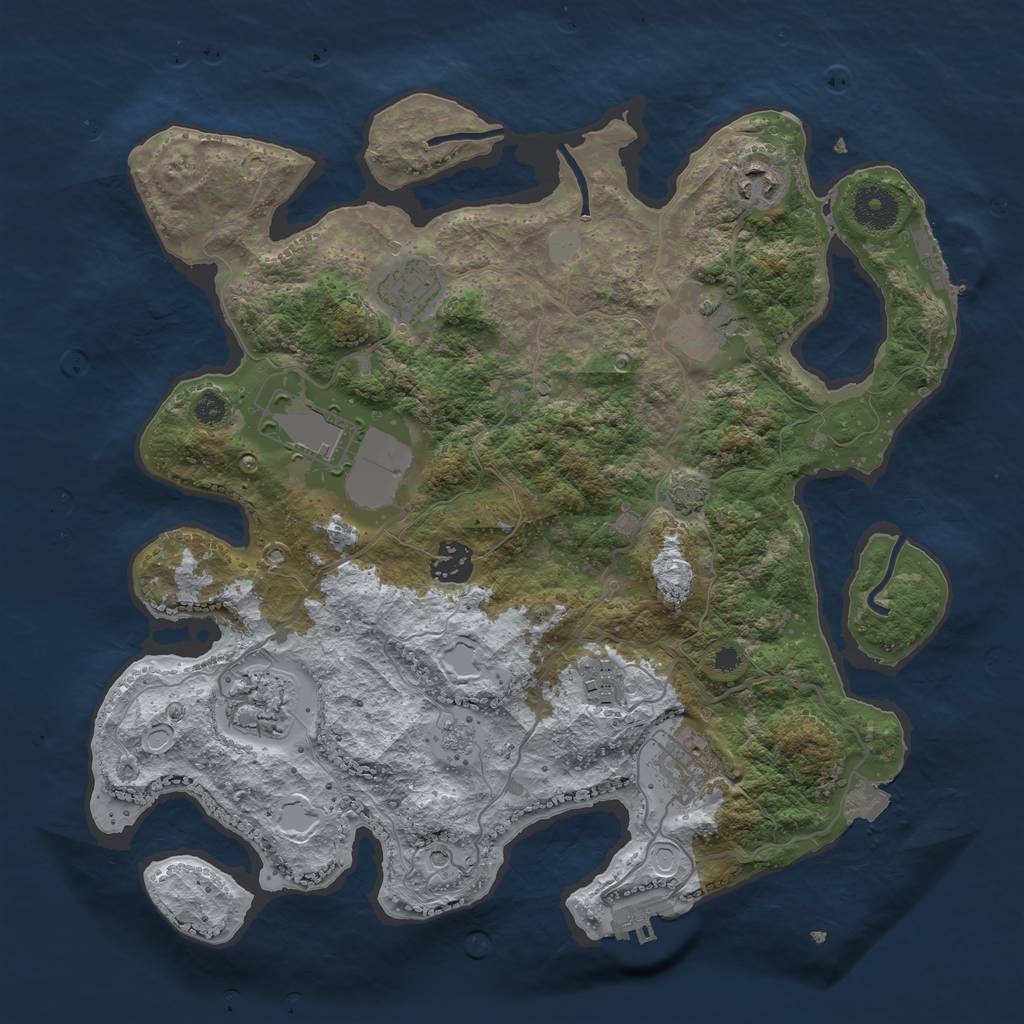 Rust Map: Procedural Map, Size: 3500, Seed: 1097185609, 16 Monuments